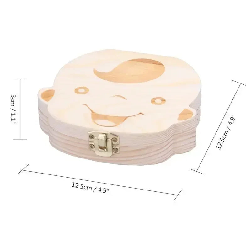1Pc-Baby Tooth Box Spanish Wooden Children Periodontal Organizer Locker Boy Girl Baby Souvenir Gift