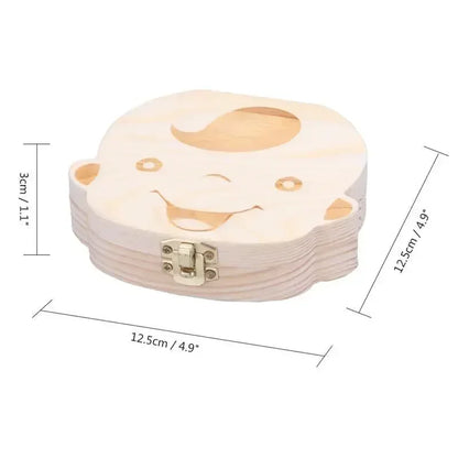 1Pc-Baby Tooth Box Spanish Wooden Children Periodontal Organizer Locker Boy Girl Baby Souvenir Gift