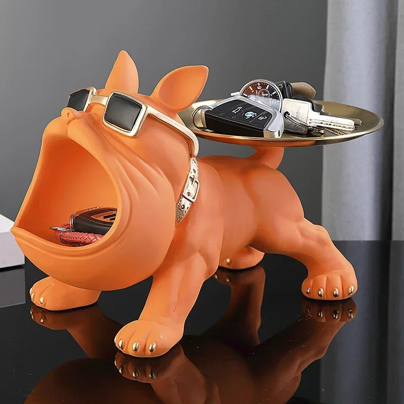 Adorable Bulldog Statue & Storage Tray - Perfect for Animal Lovers! 🐾✨ #HomeDecor #ResinArt