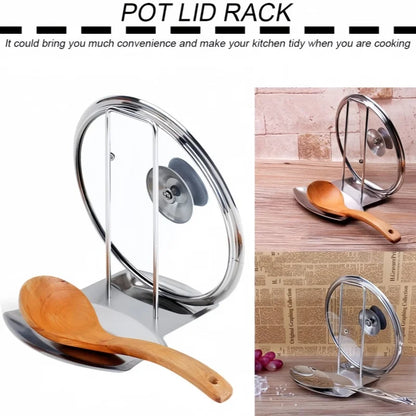 Stainless Steel Pot Lid Rack Detachable Pan Cover Shelf Kitchen Multifunctional Spatula Holder Spoon Stand Kitchen Accessories