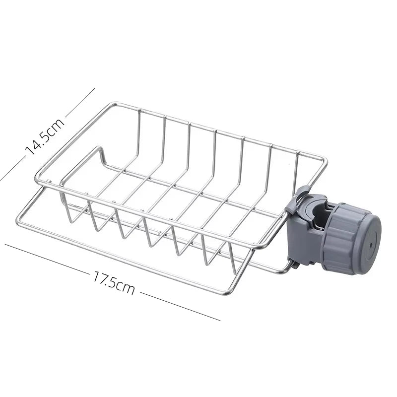 Faucet Storage Rack Stainless Steel Kitchen Sink Storage Rack Non Perforated Sponge Drain Basket Sink Cloth Hanging Basket