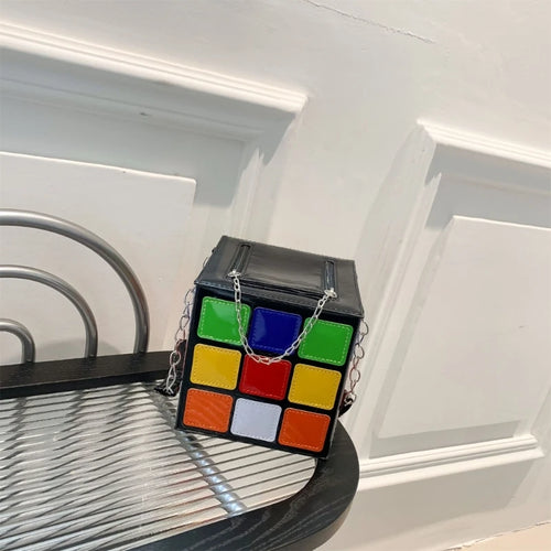 Women'S Cube Handbag Square Box Shaped Clutch Bag, Colorful Cube Purse for Girl Valentine Gift